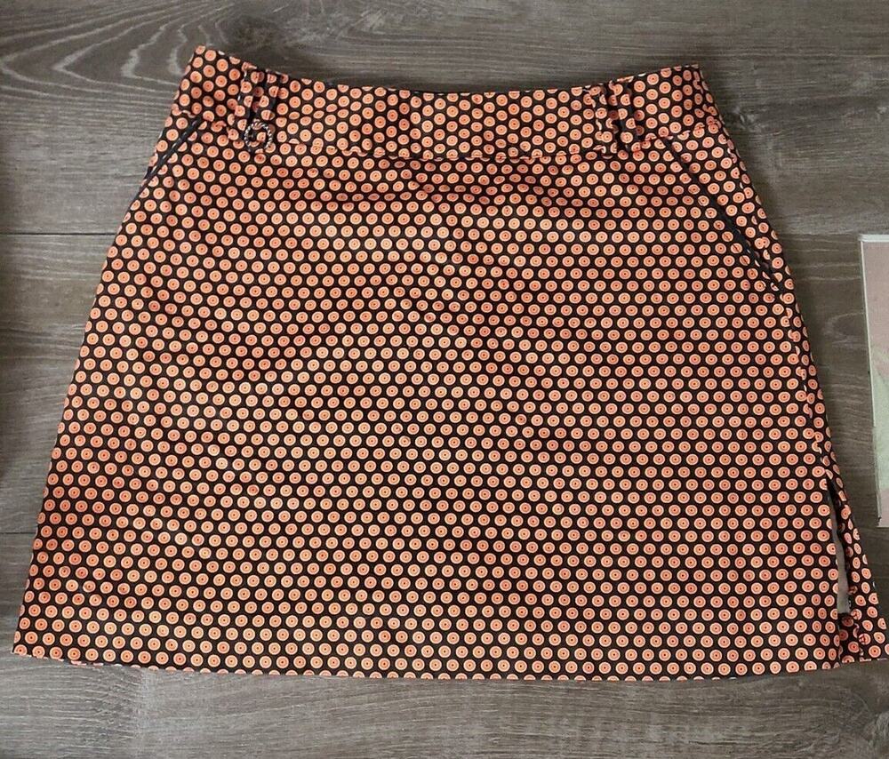Sport Haley Women's Golf Skort Skirt Size 8 Black Orange Side Slits